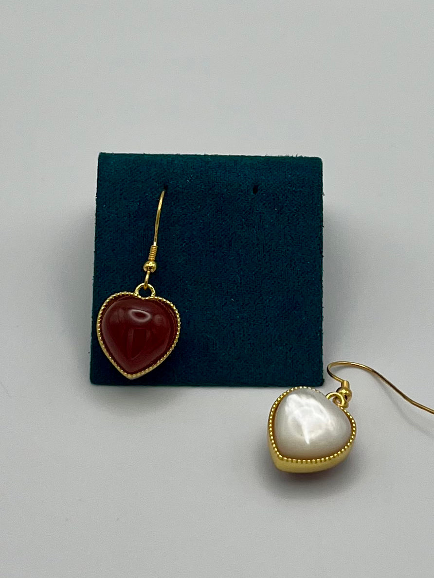 Red Agate and Shell Earrings
