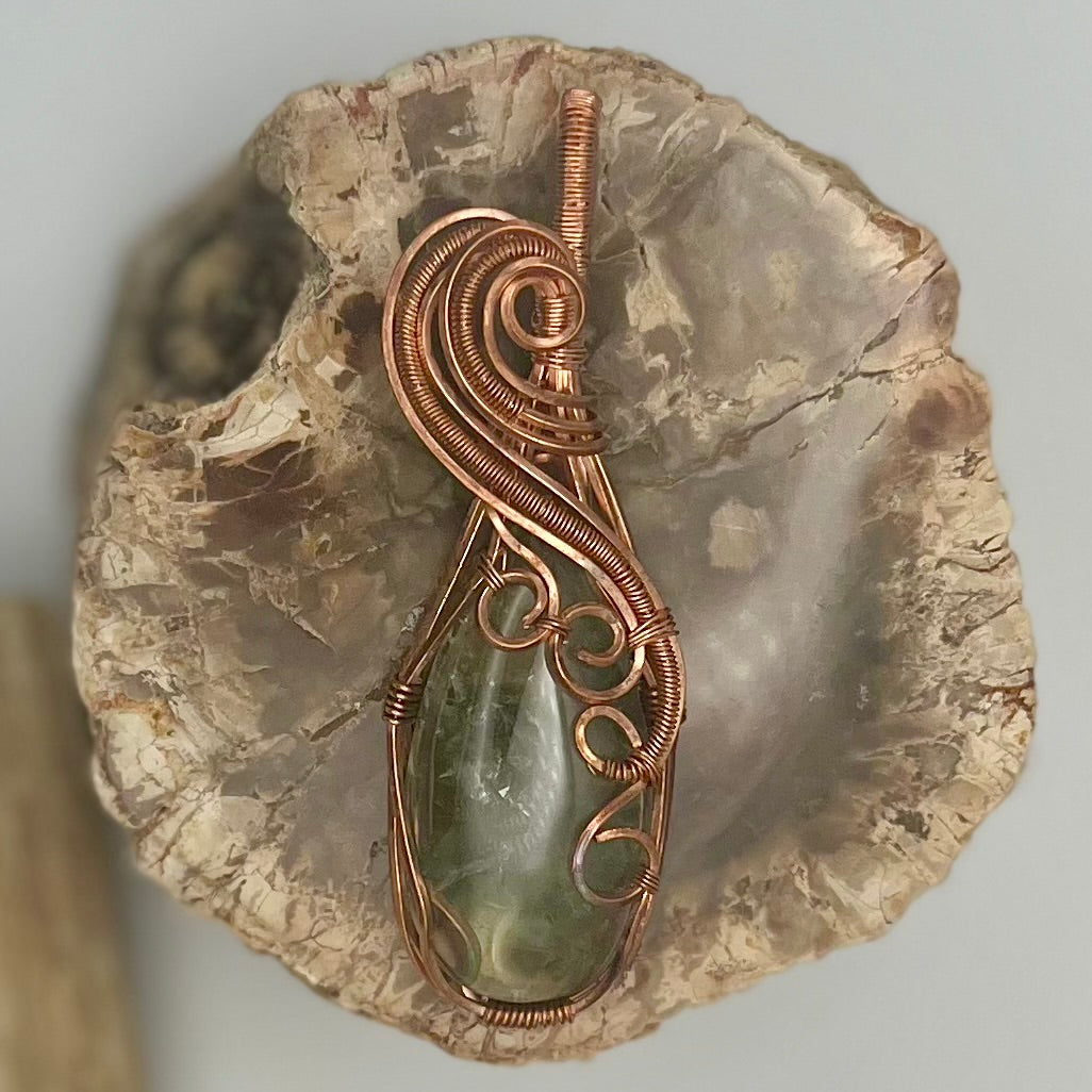 Prasiolite Crystal Weave Pendant