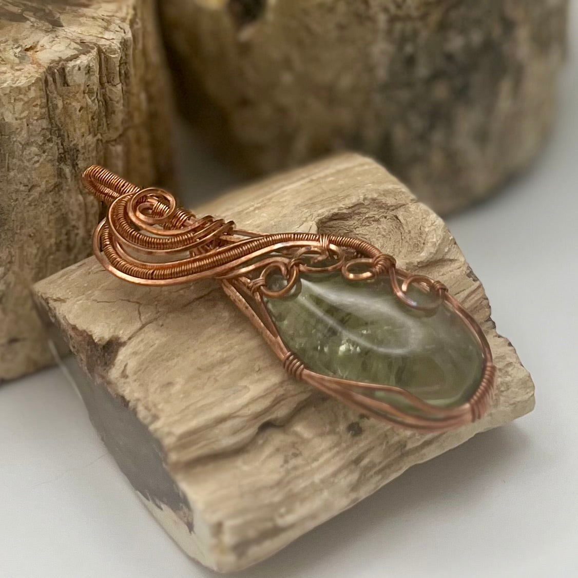 Prasiolite Crystal Weave Pendant
