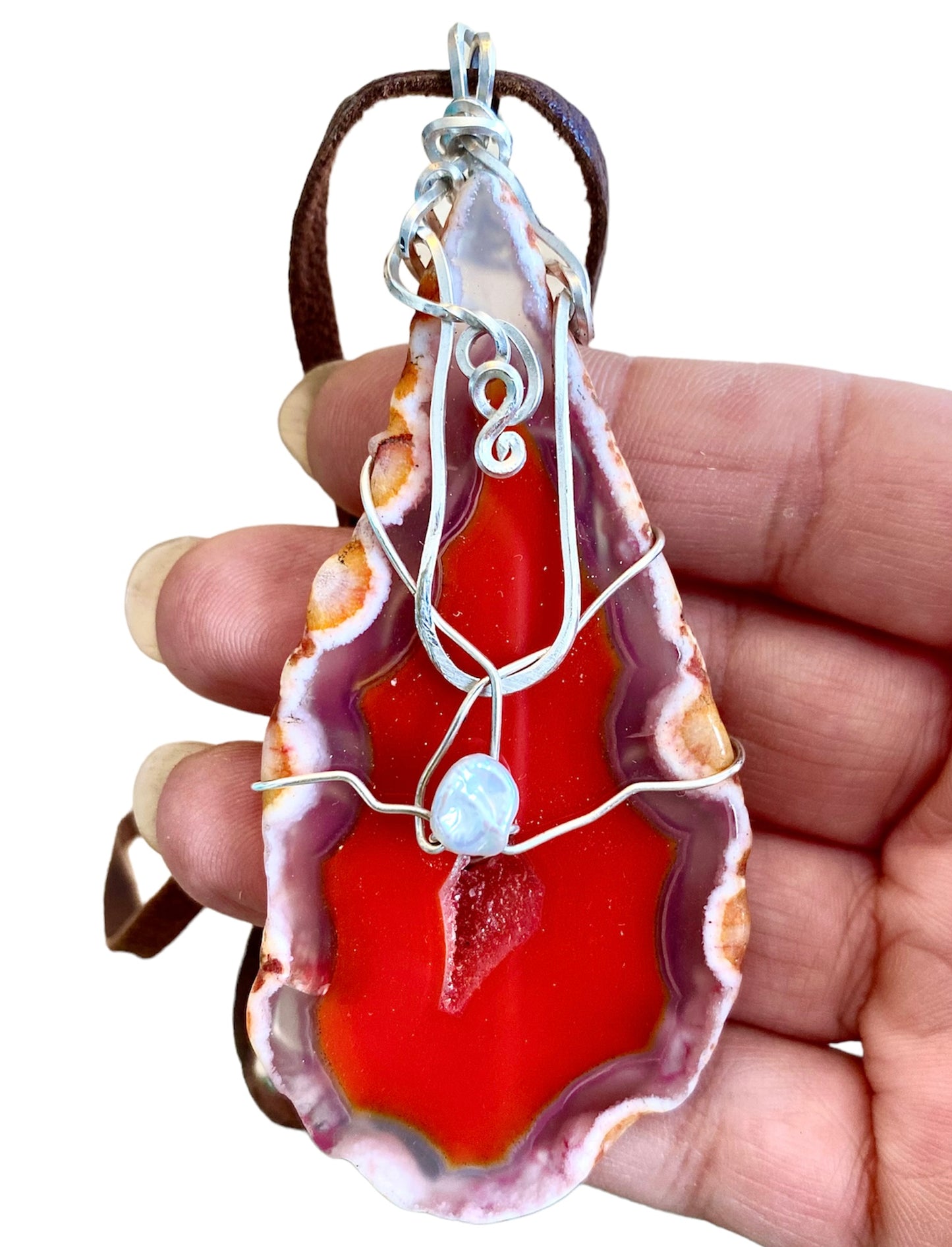 Agate & Pearl Pendant