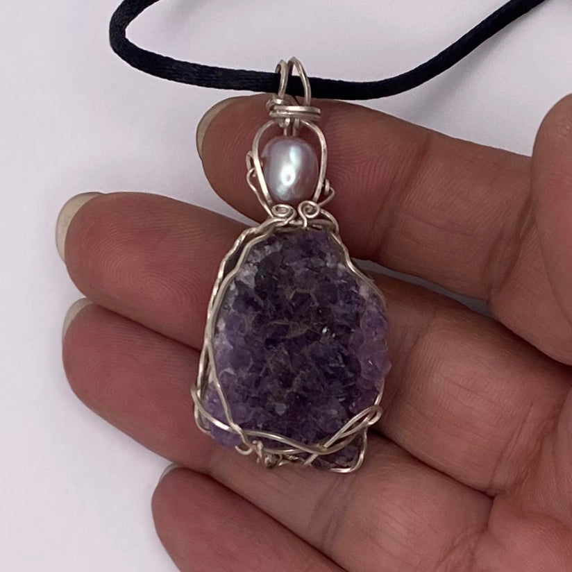 Amethyst Cluster with Pearl