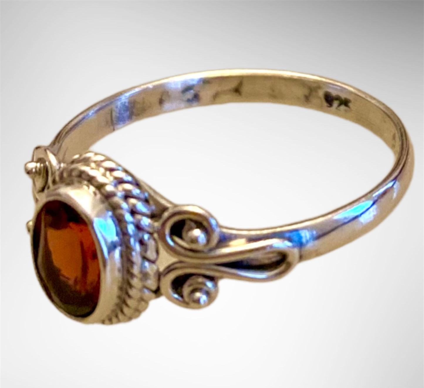 Garnet & Sterling Silver Ring