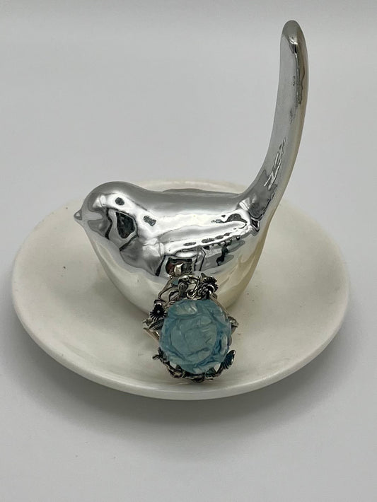 Aquamarine Flower Ring