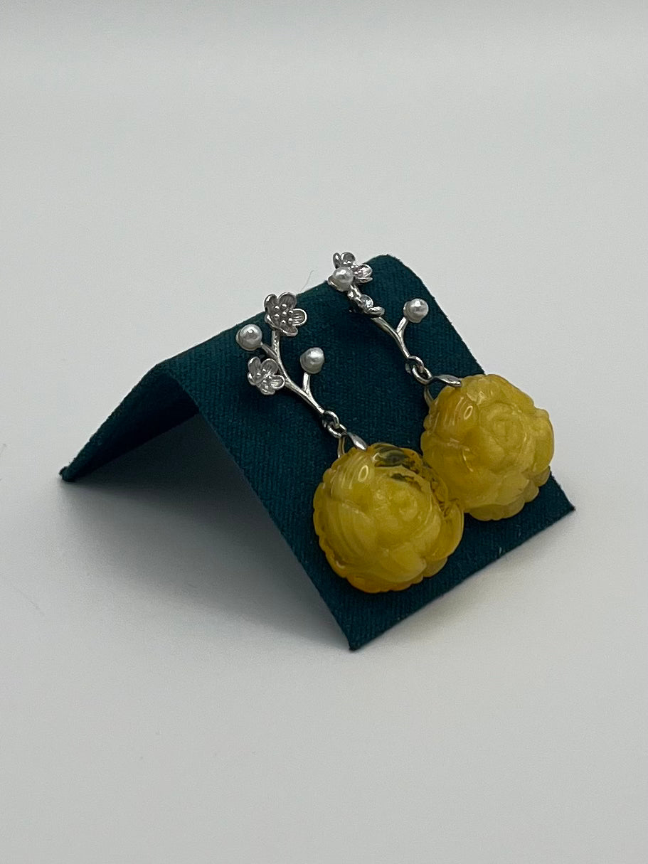 Amber Flower Earrings