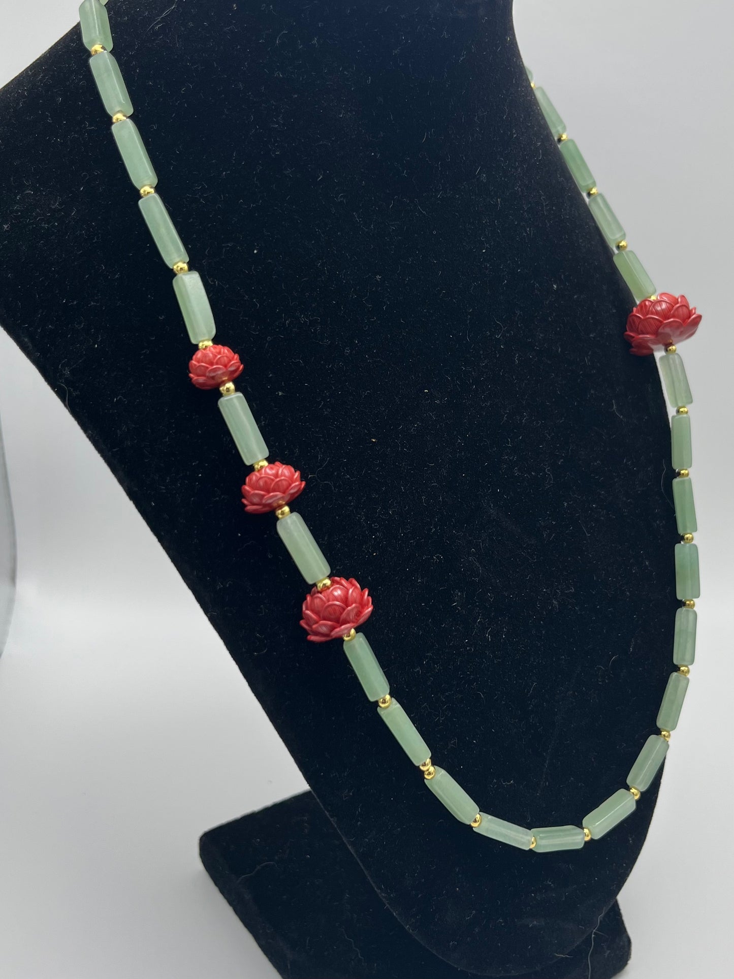 Lotus and Green Adventurine Necklace