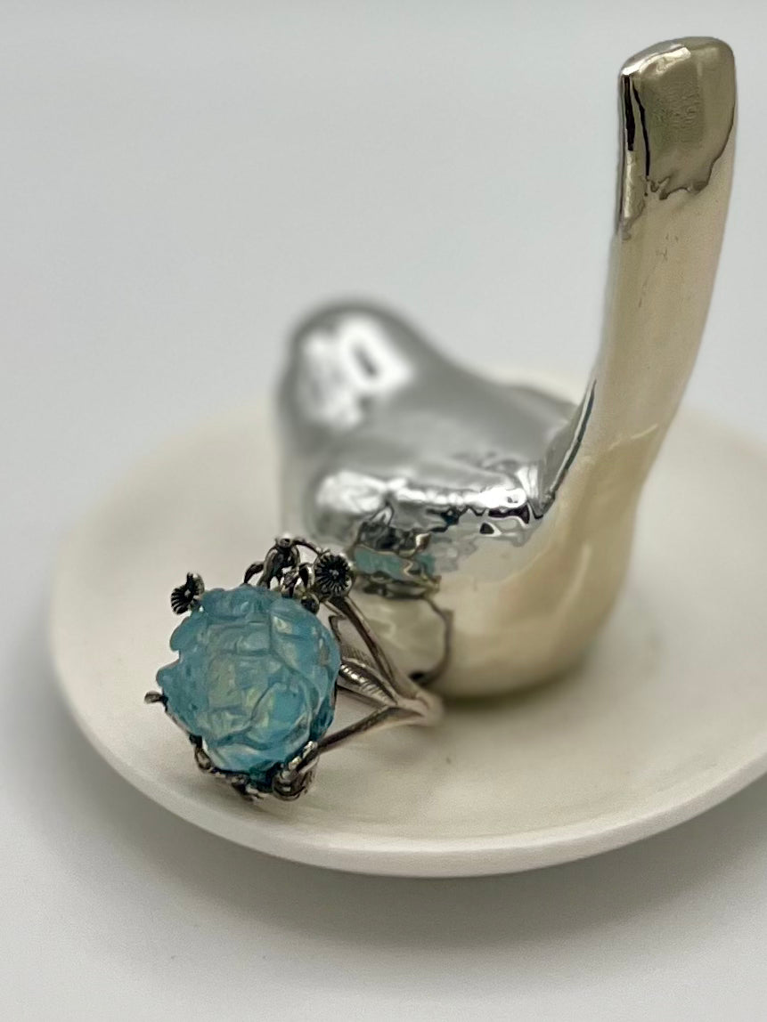 Aquamarine Flower Ring
