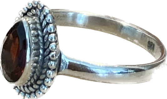 Garnet & Sterling Silver Ring