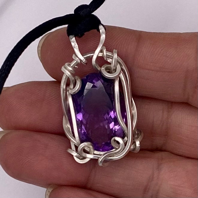 Amethyst Birdcage Necklace