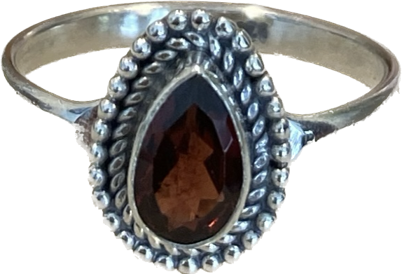 Garnet & Sterling Silver Ring