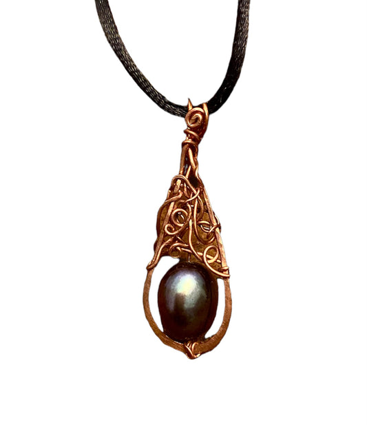 Pearl & Copper Pendant